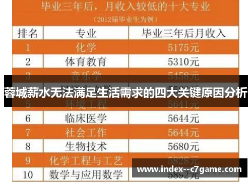 蓉城薪水无法满足生活需求的四大关键原因分析 蓉城薪水无法满足生活需求的四大关键原因分析